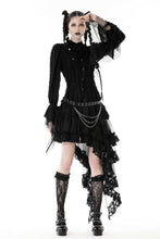 Load image into Gallery viewer, Gothic black ruffle neckline strip blouse IW098