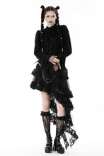 Load image into Gallery viewer, Gothic black ruffle neckline strip blouse IW098