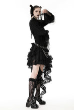 Load image into Gallery viewer, Gothic black ruffle neckline strip blouse IW098