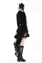 Load image into Gallery viewer, Gothic black ruffle neckline strip blouse IW098