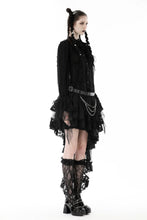 Load image into Gallery viewer, Gothic black ruffle neckline strip blouse IW098