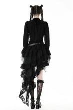 Load image into Gallery viewer, Gothic black ruffle neckline strip blouse IW098