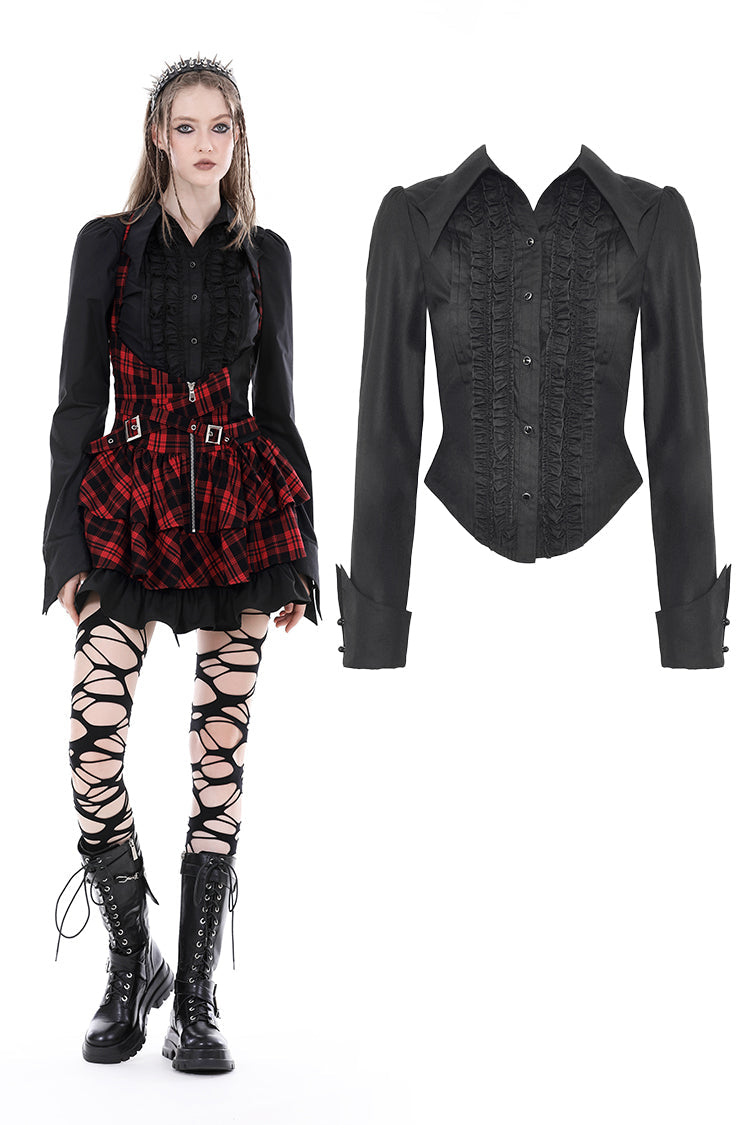 Gothic black ruffle blouse IW103BK