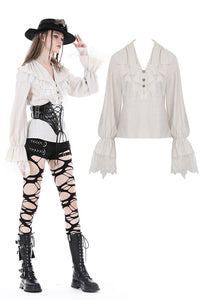 Steampunk ruffle neck blouse  IW104