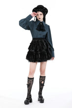 Load image into Gallery viewer, Blue doll ruffle neck blouse IW106