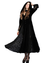 Load image into Gallery viewer, Black Long Sleeve Gothic Vampire Punk Scene Clothing velvet jacket gown JW011 - Gothlolibeauty