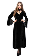 Load image into Gallery viewer, Black Long Sleeve Gothic Vampire Punk Scene Clothing velvet jacket gown JW011 - Gothlolibeauty