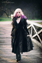 Load image into Gallery viewer, Black Long Sleeve Gothic Vampire Punk Scene Clothing velvet jacket gown JW011 - Gothlolibeauty