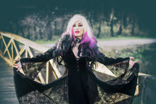 Load image into Gallery viewer, Black Long Sleeve Gothic Vampire Punk Scene Clothing velvet jacket gown JW011 - Gothlolibeauty