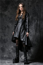 Load image into Gallery viewer, DARK IN LOVE Gothic long coat leather cocktail robe jacket with eyelets cap JW096 - Gothlolibeauty