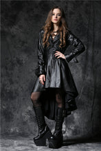 Load image into Gallery viewer, DARK IN LOVE Gothic long coat leather cocktail robe jacket with eyelets cap JW096 - Gothlolibeauty