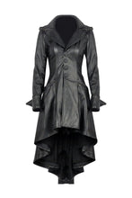 Load image into Gallery viewer, DARK IN LOVE Gothic long coat leather cocktail robe jacket with eyelets cap JW096 - Gothlolibeauty