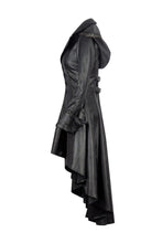Load image into Gallery viewer, DARK IN LOVE Gothic long coat leather cocktail robe jacket with eyelets cap JW096 - Gothlolibeauty