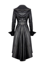 Load image into Gallery viewer, DARK IN LOVE Gothic long coat leather cocktail robe jacket with eyelets cap JW096 - Gothlolibeauty