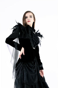 Gothic velvet jacket with swallow shoulder JW116 - Gothlolibeauty
