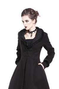 Gothic lady flower collar long coat JW167 - Gothlolibeauty