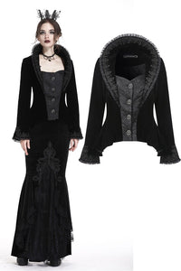 Gothic royal floral stand-up collar velvet jacket JW180 - Gothlolibeauty