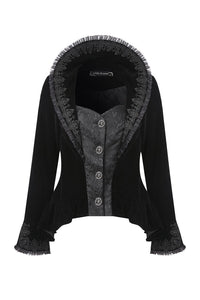 Gothic royal floral stand-up collar velvet jacket JW180 - Gothlolibeauty