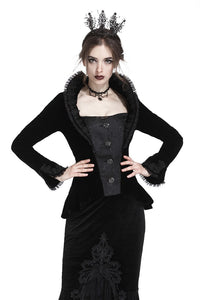 Gothic royal floral stand-up collar velvet jacket JW180 - Gothlolibeauty