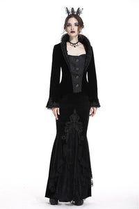 Gothic royal floral stand-up collar velvet jacket JW180 - Gothlolibeauty