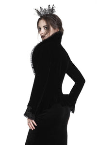 Gothic royal floral stand-up collar velvet jacket JW180 - Gothlolibeauty