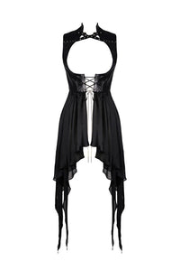 Punk chiffon irregular hem underbust sleeveless jacket JW212 - Gothlolibeauty