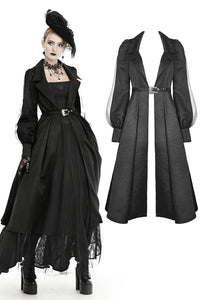 Women's lapel open front long cardigan gothic coat JW216