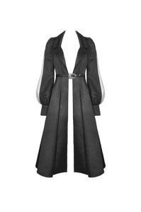 Women's lapel open front long cardigan gothic coat JW216