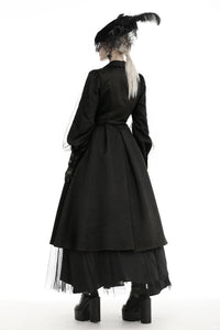 Women's lapel open front long cardigan gothic coat JW216