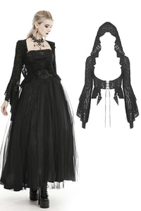 Women's ripped lace bell sleeves hooded thin tailcoat JW219