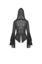 Load image into Gallery viewer, Women&#39;s ripped lace bell sleeves hooded thin tailcoat JW219