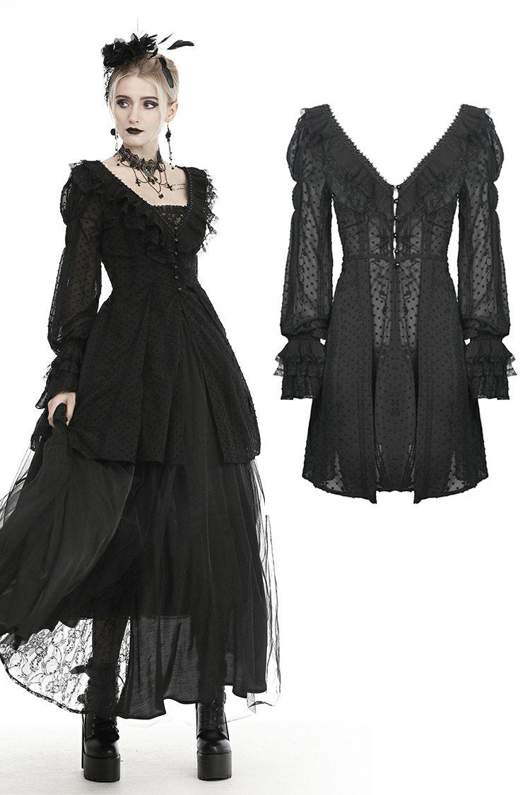 Gothic princess frilly bead button up thin coat JW221 – DARK IN LOVE