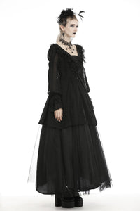Gothic princess frilly bead button up thin coat JW221