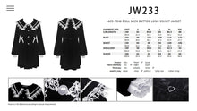 Load image into Gallery viewer, Lace-trim doll neck button long velvet jacket JW233