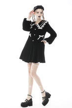 Load image into Gallery viewer, Lace-trim doll neck button long velvet jacket JW233