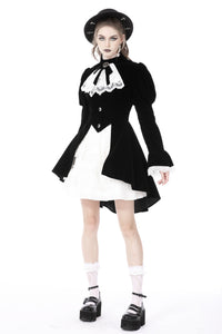 Gothic retro contrast frilly collar velvet jacket JW234