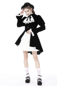 Gothic retro contrast frilly collar velvet jacket JW234