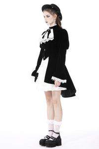 Gothic retro contrast frilly collar velvet jacket JW234