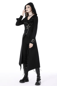 Punk rebel asymmetrical hooded long coat JW238