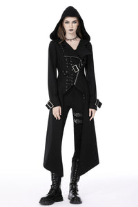 Punk rebel asymmetrical hooded long coat JW238