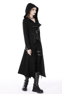 Punk rebel asymmetrical hooded long coat JW238