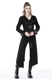 Punk rebel asymmetrical hooded long coat JW238