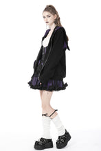 Load image into Gallery viewer, Harajuku purple cat with wing back velvet lining jacke JW240