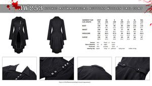 Gothic asymmetrical buttons woolen tail coat JW253