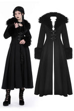 Load image into Gallery viewer, Gothic fur neck and sleeves woolen maxi coat JW256