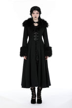 Load image into Gallery viewer, Gothic fur neck and sleeves woolen maxi coat JW256