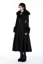 Load image into Gallery viewer, Gothic fur neck and sleeves woolen maxi coat JW256