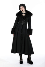 Load image into Gallery viewer, Gothic fur neck and sleeves woolen maxi coat JW256