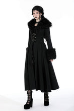 Load image into Gallery viewer, Gothic fur neck and sleeves woolen maxi coat JW256