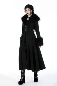 Gothic fur neck and sleeves woolen maxi coat JW256